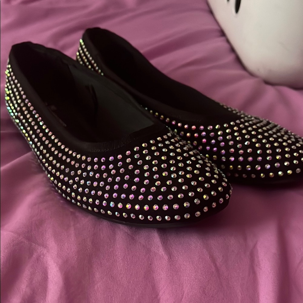 Elegant Black Studded Women's Flats